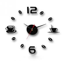 Coffee Cups Kitchen Wall Art 3d Diy Wall Clocks Mirror Clock Modern Design Watches Home Decoration DIY Sticker Decor 2024 - buy cheap