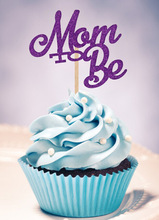 Фиолетовый Блеск мама быть кекс Toppers baby shower День рождения украшения для торта для вечеринки выбор еды 2024 - купить недорого