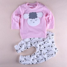 Conjunto infantil de duas peças, blusa de ovelha fofa e calça de verão 2019, roupas de bebê para meninas de 0 a 24 meses 2024 - compre barato