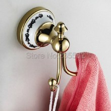 Gold Solid Brass Coat Hook Ceramic Towel Hanging Bathroom Clothes Wall Hook Wall Hanger Bathroom Accessories Lba250 2024 - buy cheap