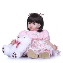 Кукла новорожденная силиконовая виниловая с медведем, 58 см 2024 - купить недорого