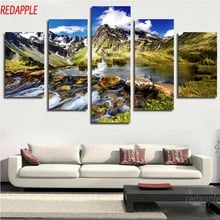 5 Panel Mountain Small Streams Landscape 3D Full Diamond painting Cross Stitch diamond Embroidery rhinestone picture mosaic art 2024 - buy cheap