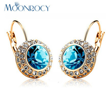 MOONROCY Free Shipping Fashion Earrings Jewelry Wholesale Rose Gold Color Austrian Crystal  Zirconia  Earrings Wedding Gift 2024 - buy cheap