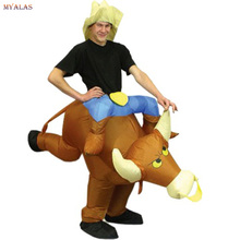 Brown Bull Cowboy Cattle funny Inflatable costume Halloween Carnival Cosplay Cow boy Rider Bull Cow Halloween Costume For Adults 2024 - buy cheap