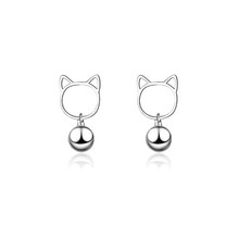 New Fashion Cute Animal Temperament Silver Plated Jewelry Personality Bells Cat Exquisite Stud Earrings  E240 2024 - buy cheap