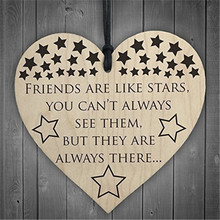 Friends Are Like Stars Wooden Heart-shaped Wood Crafts Christmas Home DIY Tree Decorations Wine Label Small Pendant Accessories 2024 - buy cheap