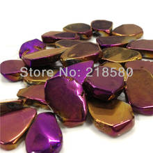 H-TB14 Purple Titanium Quartz Crystal Beads for Jewelry Making Flat Slab Stone Pendant Beads Teardrop Shape 2024 - buy cheap