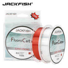 Jackfish-linha de pesca de fluorocarbono, 2 cores, vermelho e transparente, 4 a 32 libras, produto em fibra de carbono 2024 - compre barato