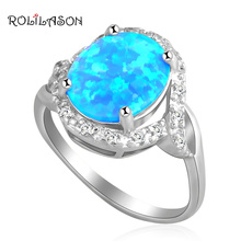 Delicate Rare style design Blue fire Opal silver plated Zirconia Rings fashion jewelry USA size #6.5 #6.75  #7.5 #7.75 OR442 2024 - buy cheap