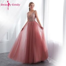 Beauty Emily Beads Lace Formal Evening Dresses 2020 long Plus Size A-Line Evening Party Dresses Floor-Length Prom Gowns Elegant 2024 - buy cheap