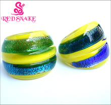 Anillo de moda de serpiente roja hecho a mano, color azul, amarillo y verde, con lámina de Murano, anillo de vidrio 2024 - compra barato