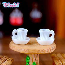 Miniaturas de copo de café branco, bonecos de comida em miniatura para brincar de cozinha, acessórios de brinquedo para presente de bebê 2024 - compre barato