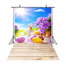  Easter Eggs Background Spring Meadow Flowers Photography Backdrop Wooden Board Baby Newborn Child Kid Portrait 212 2024 - buy cheap