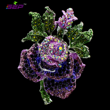 Insect  Rhinestone Crystals Flower Rose Brooches Clear Pins Broaches for Women Jewelry Birthday Gifts 6635 2024 - buy cheap