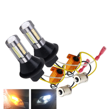 Dual Color 1156 BA15S BAU15S T20 7440 3156 LED Bulbs Front Fog Turn Lights Switchback DRL 66SMD White Amber Error Free Canbus 2024 - buy cheap