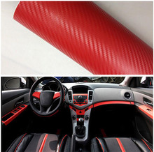 1pcs auto film Red Fashion 3D Carbon 30x127CM Fiber Vinyl Sticker For Motorcycle vehicle universal decals protection 2024 - buy cheap