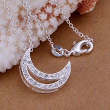 Free Shipping silver plated Necklace, sterling-silver-jewelry Inlaid Moon /AZOHZEXZ AZOHZEXZ 2024 - buy cheap