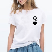 Funny Q Heart Queen T-shirt Women Top O-neck Short Sleeve Tee Shirt Femme Loose Casual Black White Tshirt Women Dropshipping 2024 - buy cheap