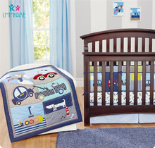 Baby Bed Bumpers Cute Cartoon Locomotive Puppy 100% Cotton Baby Boy's Bed Sheet Quilt Bedskirt Soft Newborn Baby Bedding Set 2024 - buy cheap