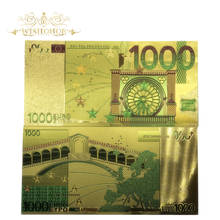 Wishonor 10pcs/lot Colored Euro Banknotes 1000 EUR Gold Banknotes in 24K Gold Plated Fake Paper Money for Collection 2024 - buy cheap