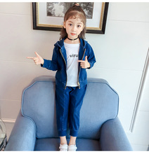 Children Clothing Baby Tracksuit 2018 Autumn Fashion Denim Clothing Sets Baby Girl Hoodies Coat+trousers Suit Kids Cowboy Sets 2024 - buy cheap