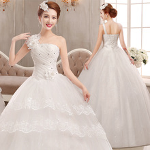 Popodion Wedding Dress  Bride Dress Lace Flower one Shoulder  Wedding Gowns WED90529 2024 - buy cheap