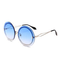 Suprehot Round Style Design Rimless Alloy Metal Frame Artical Temple With CE/UV400 Ocean Color Lens Women Sunglasses 11332 2024 - buy cheap