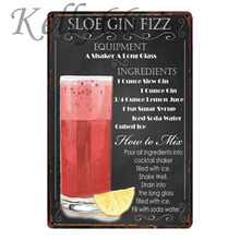 [Kelly66] sloe gin fizz cocktail sinal de metal estanho cartaz decoração para casa barra parede arte pintura 20*30 cm tamanho y-1821 2024 - compre barato