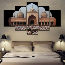 Модульные картины из холста для гостиной, домашний декор, настенная живопись, 5 шт., Jama Masjid картины, HD печать, пейзаж, плакаты, рамки 2024 - купить недорого