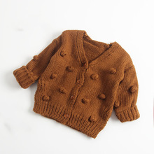 Casaco infantil de manga longa, blusa de tricô para bebês de outono e inverno 2024 - compre barato