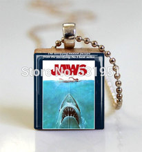 Wholesale Jaws Movie Poster Scrabble Tile Pendant with Ball Chain Necklace Included,Scrabble Tile Necklace 2024 - buy cheap