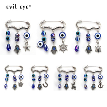 Evil Eye Brooch Pins Metal Silver Color elephant Butterfly Animal Evil Eye Pendant Jewelry Accessory gifts for women men EY4848 2024 - buy cheap