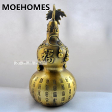 MOEHOMES Chinese Folk brass Carved FengShui Gourd Cucurbit lucky Statue-Dispel evil bring peace foo metal handicraft decorations 2024 - buy cheap