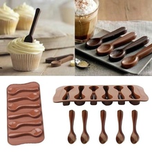 1pc 6 Holes Spoon Shape Chocolate Mold  Silicone DIY Biscuit Jelly Pudding Candy Ice Baking Tools Spoon Design Cake Moulds 2024 - buy cheap