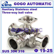 Sanitary Stainless steel 304 316 ball valve O.D 19-25 Fast-mounted clamp type high platform three-way ball valve with bracket 2024 - buy cheap