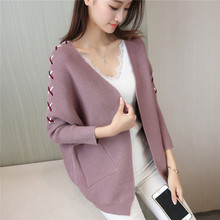 Casaco de lã tricotado feminino, suéter grosso com renda 2024 - compre barato