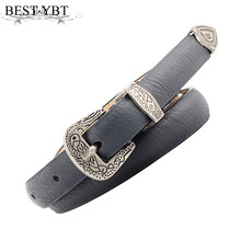 Best YBT Women Belt Imitation leather Alloy Pin Buckle With Pointed Belt Vintage High Quality Thin Individual Fashion Women Belt 2024 - buy cheap