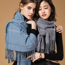 2019 Autumn Winter Female Wool Plaid Scarf Women Cashmere Scarves Wide Lattices Long Shawl Wrap Blanket Warm Tippet Drop Ship 2024 - buy cheap