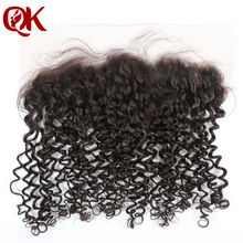 QueenKing Hair Brazilian Curly Hair Lace Frontal Closure 13X4 Free Part Swiss Lace Ear to Ear Remy Human Hair 2024 - buy cheap