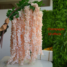 Hortensia de 3 tenedores para decoración del hogar, cadena de flores de simulación de ratán para boda, bricolaje, ratán decorativo, flores de ratán 2024 - compra barato
