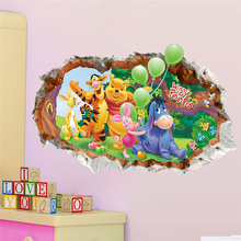 Виниловые наклейки на стену с изображением животных Винни-Пуха для детских комнат, домашний декор для мальчиков и девочек, Наклейки на стены, украшение для дома, обои для детей 2024 - купить недорого
