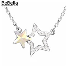 Pingente de estrela de cinco pontas bebella, colar com pentagrama feito com cristais austríacos de swarovski para mulheres, presente 2024 - compre barato