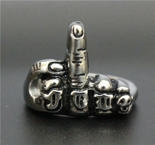 Amazing Design 316L Stainless Steel Fashion Biker Ring Cool Finger Middle Finger Ring Hot 2024 - buy cheap