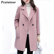 New 2018 Woman Wool Coat High Quality Winter Jacket Women Slim Woolen Long Cashmere Coats Casual Cardigan Jackets Elegant Blend 2024 - buy cheap