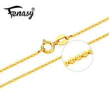 Fenasy colar de ouro 18k, colar genuíno com corrente de ouro rosê amarelo custo puro 18k ouro branco para amor melhor presente para mulheres colares tendy 2024 - compre barato