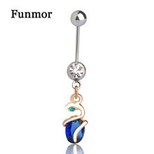 Mode Fashion Ouro Gold Small Snake Body Piercing Navel Ring Dangle Belly Button Ring Accessory Percing Pircing Sex Bijoux 2024 - buy cheap