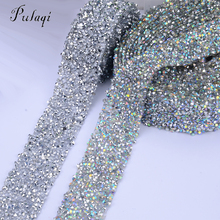 Pulaqi-diamantes de imitación para manualidades, 1 yarda, Strass, cadena de cristal, vestido de arreglo en caliente, motivos de diamantes de imitación, cinta, parches de fijación en caliente, aplique D 2024 - compra barato