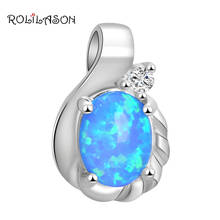 ROLILASON New Water Drop White Crystal Fashion Jewelry Blue Fire Opal Silver Fashion Necklaces Pendants for Women OP732 2024 - buy cheap