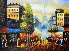 Modern Decorative Art Oil Paint Painting Landscape Wall Painting on Canvas Evening View Of The Eiffel Tower 100% Hand Painted 2024 - buy cheap