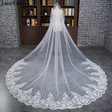 JaneVini Elegante Do Marfim Uma Camada véu Longo Casamento Veils com Pente Borda Apliques de Lantejoulas Catedral Véus De Noiva Acessórios Do Casamento 2024 - compre barato